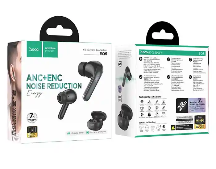 HOCO EQ5 TWS ANC+ENC Noise Reduction Wireless Bluetooth Headset